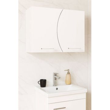 Dulap baie suspendat, front MDF, 2 usi, alb, 60x25x45 cm
