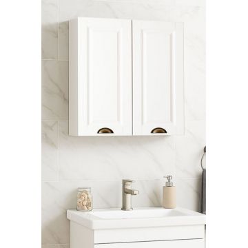 Dulap baie suspendat seria 172, front MDF, 2 usi, montat, alb, 60x21.5x68 cm
