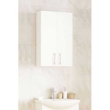 Dulap baie suspendat VERONA, front MDF,  2 usi, alb, 45x21.5x68 cm