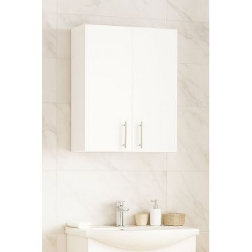 Dulap baie suspendat VERONA, front MDF, 2 usi, alb, 60x21.5x68 cm