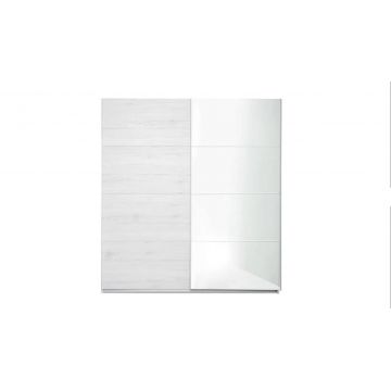 Dulap cu 2 usi culisante si oglinda Bianca, 200 x h 220 x 65 cm, Stejar Alb Kraft K001 PW