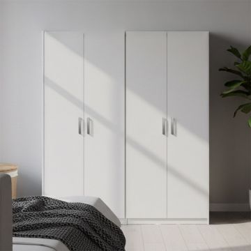 Dulap cu 4 uși Lego I, Lemn, 160x42x180 cm, Alb