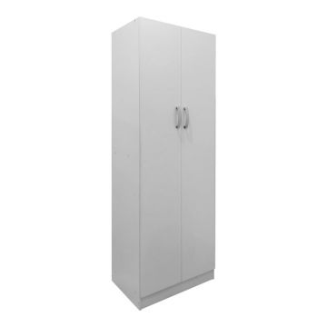 Dulap cu două uși pentru depozitare Lego, Lemn, Alb, 60x42x180 cm