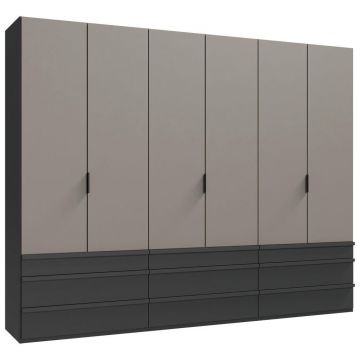 Dulap Cu Uși Pliabile, 300/216/58 cm, grafit, gri, sahara
