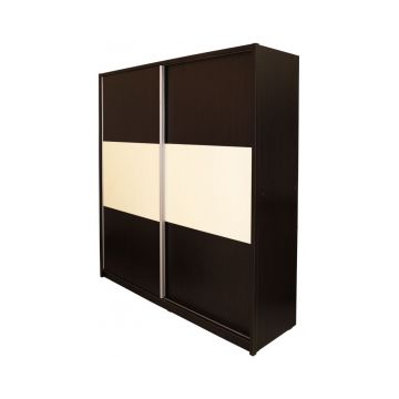 Dulap cu usi culisante Milano, 206 x 220 x 60 cm, wenge cu vanilie
