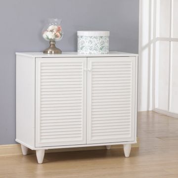 Dulap de pantofi Ronan, Lemn, Alb, 70x35x66 cm