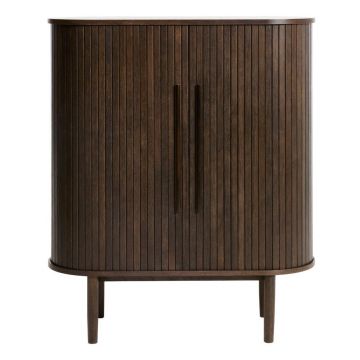 Dulap în culoare naturală închisă cu aspect de lemn de stejar cu ușă glisantă 100x118x40 cm Meta – Unique Furniture