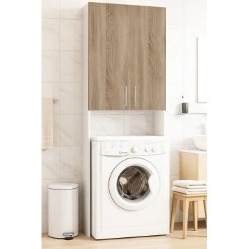 Dulap masina de spalat, 2 usi, alb + sonoma, 64x30x195 cm