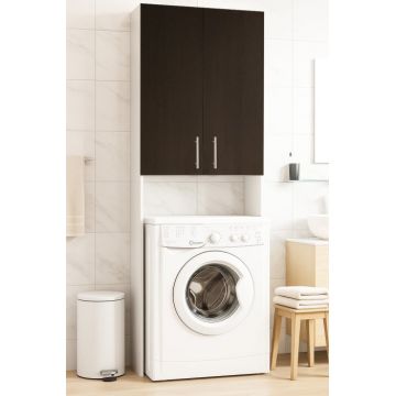 Dulap masina de spalat, 2 usi, alb + wenge, 64x30x195 cm