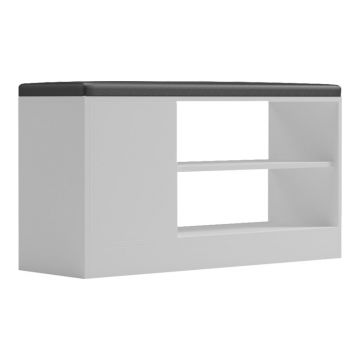 Dulap-scaun pentru pantofi cu spatiu de depozitare, Deboule, Lemn și metal, 90x30x46 cm