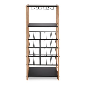 Dulap vinotecă negru/în culoare naturală din metal număr de sticle 20, 50x122x35 cm Isaac – Yes Everyday
