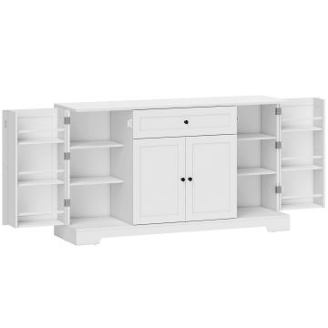 HOMCOM Bufet bucătărie, mobilier de depozitare cu sertar, 4 uși cu închidere silențioasă, rack-uri pe ușă și rafturi reglabile, alb | Aosom Romania