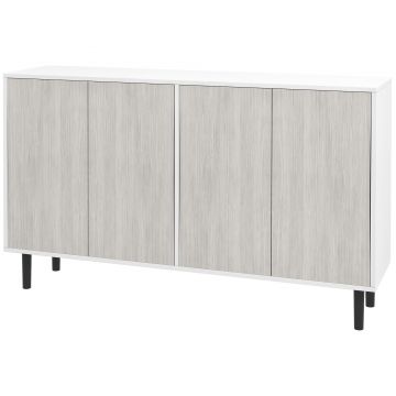 HOMCOM Bufet de bucătărie mobilier de depozitare 2 dulapuri cu rafturi reglabile, 121 x 37 x 75 cm, alb și aspect lemn gri | Aosom Romania