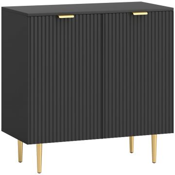 HOMCOM Bufet de bucătărie mobilier de depozitare cu 2 uși poliță reglabilă picioare metalice ridicate 80 x 40 x 80 cm negru | Aosom Romania