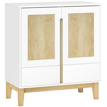 HOMCOM Bufet, mobilier de depozitare cu 2 uși, 2 sertare și raft reglabil, 80 x 40 x 86 cm, alb și stejar | Aosom Romania