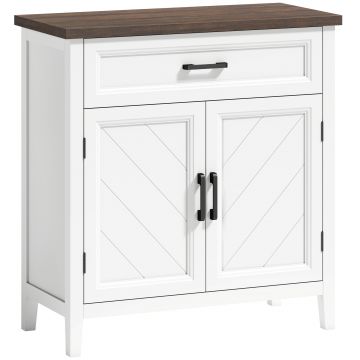 HOMCOM Bufet pentru living, mobilier de depozitare cu 2 uși, sertar și raft reglabil, 76 x 35 x 80 cm, alb | Aosom Romania