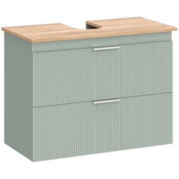HOMCOM Corp sub lavoar, mobilier de baie cu 2 sertare, stil modern, 80 x 40 x 60 cm, verde și lemn natural | Aosom Romania