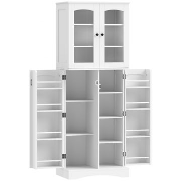 HOMCOM Dulap Bucătărie 162 cm, Credenza, Uși Acrilice Soft-Close, Rafturi, Alb. | Aosom Romania