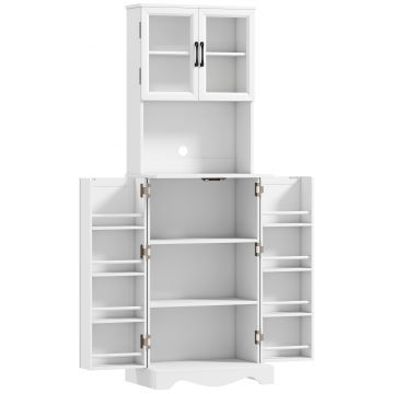 HOMCOM Mobilă de Depozitare pentru Bucătărie cu 2 Dulapuri și 8 Rafturi, din Lemn și Acrilic, 60x39.5x179.6 cm, Alb | Aosom Romania