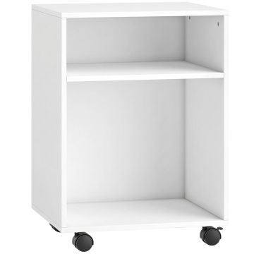 HOMCOM Suport pentru imprimantă Masă pentru imprimantă cu 2 rafturi deschise roți cu frână pentru birou Acasă Fax Scanner 40 x 35 x 56 cm Alb | Aosom Romania