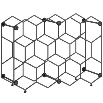 HOMCOM Suport pentru sticle Design geometric în fagure, Negru | Aosom Romania