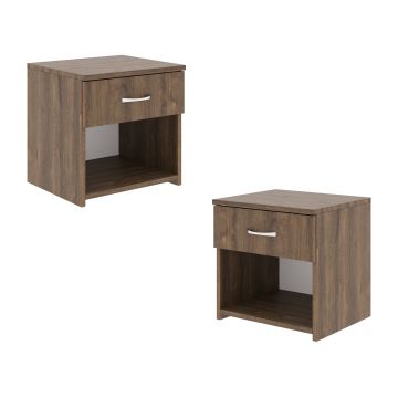 Set 2 Noptiere Remi, 1 Sertar, Stejar Bronz, 40 x 35 x 40 cm