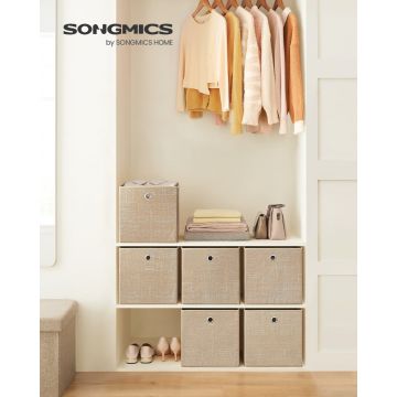 Set 6 cutii de depozitare, Caja, Bej, 30x30x30 cm