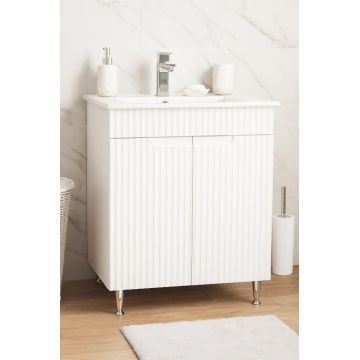 Set Baza front MDF si Lavoar seria 033, 60 cm, alb rustic