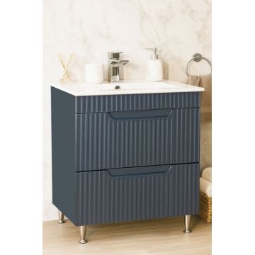 Set Baza front MDF si Lavoar seria 033, cu sertare, montat, 70 cm, antracit