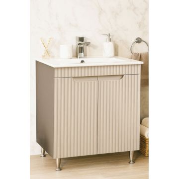 Set Baza front MDF si Lavoar seria 033, montat, 70 cm, crem