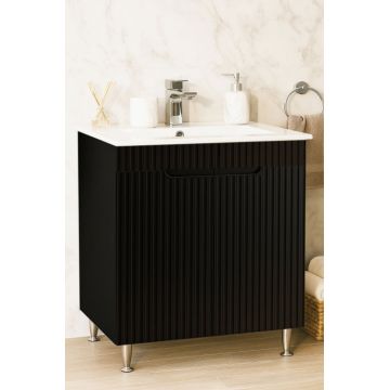 Set Baza front MDF si Lavoar seria 033, montat, 70 cm, negru