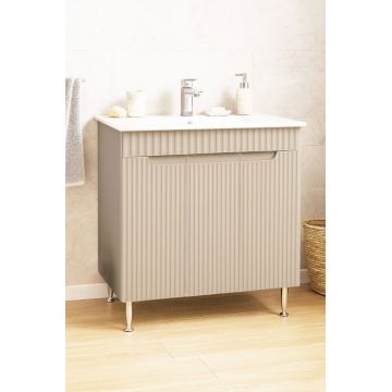 Set Baza front MDF si Lavoar seria 033, montat, 80 cm, crem