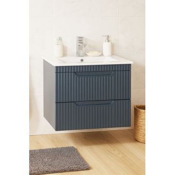 Set Baza front MDF si Lavoar seria 033, suspendata, cu sertare, montat, 60 cm, antracit