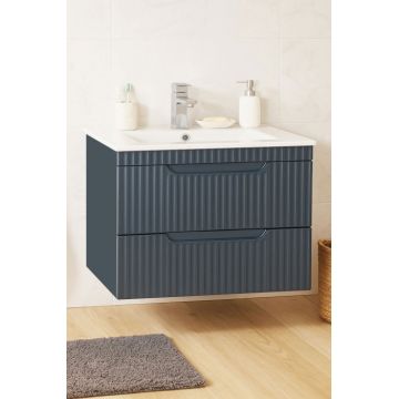 Set Baza front MDF si Lavoar seria 033, suspendata, cu sertare, montat, 70 cm, antracit