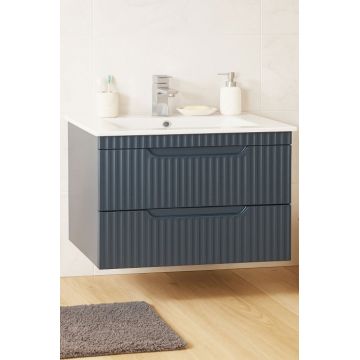 Set Baza front MDF si Lavoar seria 033, suspendata, cu sertare, montat, 80 cm, antracit