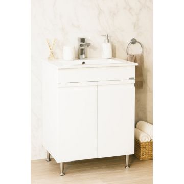 Set Baza front MDF si Lavoar seria 086, 60 cm, alb