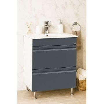 Set Baza front MDF si Lavoar seria 086, cu sertare, 60 cm, antracit