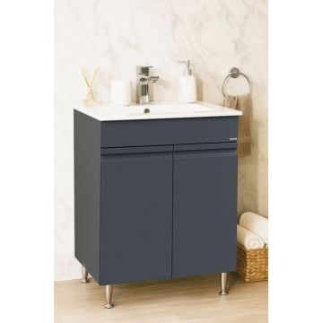 Set Baza front MDF si Lavoar seria 086, montat, 60 cm, antracit