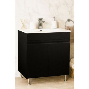 Set Baza front MDF si Lavoar seria 086, montat, 70 cm, negru