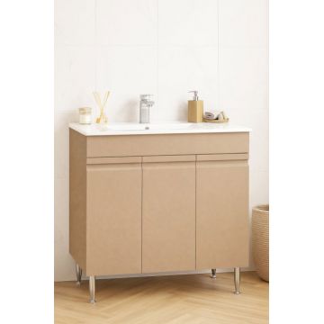 Set Baza front MDF si Lavoar seria 086, montat, 80 cm, cappuccino