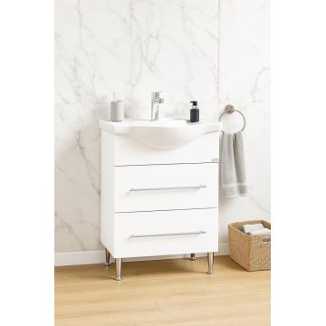 Set Baza front MDF si Lavoar seria 187, cu sertar, 55 cm, alb