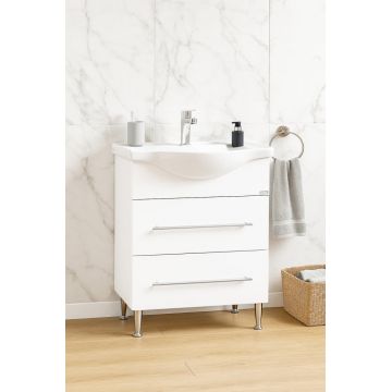 Set Baza front MDF si Lavoar seria 187, cu sertar, 60 cm, alb