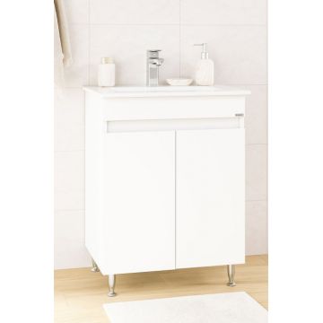 Set Baza front MDF si Lavoar seria 386, montat, 60 cm, alb