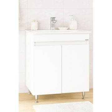 Set Baza front MDF si Lavoar seria 386, montat, 70 cm, alb