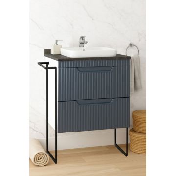 Set Baza front MDF si Lavoar seria 633, cu sertare, cadru metalic, 60 cm, antracit