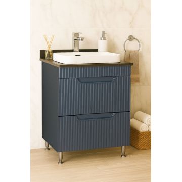 Set Baza front MDF si Lavoar seria 633, cu sertare, montat, 60 cm, antracit