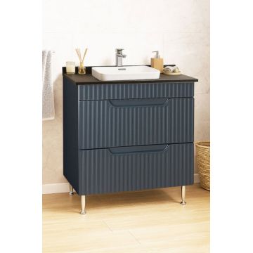 Set Baza front MDF si Lavoar seria 633, cu sertare, montat, 80 cm, antracit