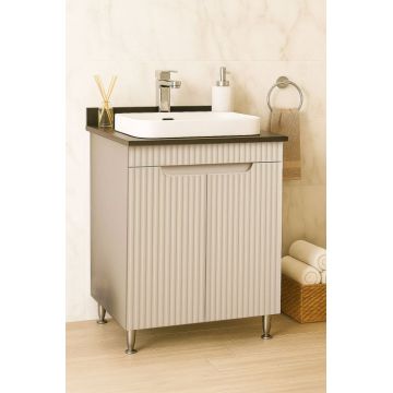 Set Baza front MDF si Lavoar seria 633, montat, 60 cm, crem