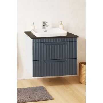 Set Baza front MDF si Lavoar seria 633, suspendata, cu sertare, 60 cm, antracit