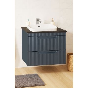 Set Baza front MDF si Lavoar seria 633, suspendata, cu sertare, montat, 60 cm, antracit